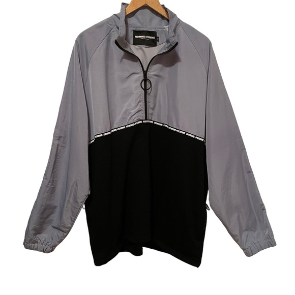 Homme + Femme Men’s 1/2 Zip Silver and Black Jacket Size 3XL
